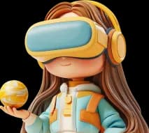 personagem com oculos de realidade virtual